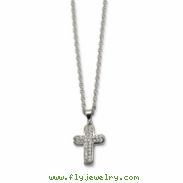 Stainless Steel Crystal Cross Pendant 22in Necklace chain