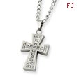 Stainless Steel Cubic Zirconia Cross Pendant Necklace