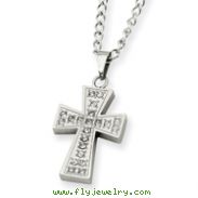 Stainless Steel Cubic Zirconia Cross Pendant Necklace