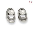 Stainless Steel Cultured Pearl & CZ Earrings