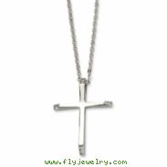 Stainless Steel CZ Cross Pendant 22in Necklace chain