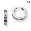 Stainless Steel CZ Hinged Hoop Earrings