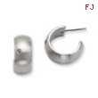 Stainless Steel CZ Satin J Post Hoop Earrings