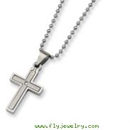 Stainless Steel Diamond Accent Cross Necklace