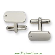 Stainless Steel Diamond Accent Cuff Links
