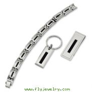 Stainless Steel Enameled Bracelet, Money Clip And Key Chain Set