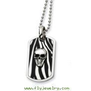 Stainless Steel Enameled Skull Dog Tag Necklace