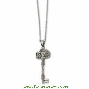Stainless Steel Fancy Key Pendant 22in Necklace chain