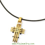 Stainless Steel Gold Color IP-plated Cross Pendant Necklace