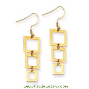 Stainless Steel Gold Color IP-plated Rectangle Dangle Earrings