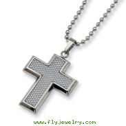 Stainless Steel Grey Carbon Fiber Cross Necklace