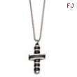 Stainless Steel IP Black Plated Cross Pendant 18in Necklace chain