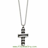 Stainless Steel IP Black Plated Cross Pendant 18in Necklace chain