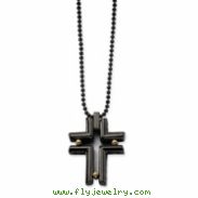 Stainless Steel IPG 24K and IP Black plating Cross 22in Necklace chain