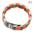 Stainless Steel Orange Rubber Bracelet
