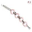 Stainless Steel Pink Ceramic and Stanless Link Bracelet