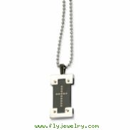 Stainless Steel Polished & Black-plated w/ Cross Pendant 22in Necklace chain