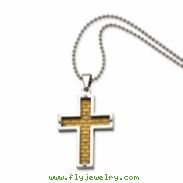 Stainless Steel Polished & Gold-plated Cross Pendant 22in Necklace chain