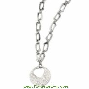 Stainless Steel Polished & Textured w/ Heart Cutout Pendant 22 w/ 2in Ext N chain