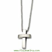 Stainless Steel Polished and Satin Cross Pendant 22in Necklace chain
