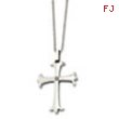 Stainless Steel Polished Cross w/ CZ Pendant 22in Necklace chain
