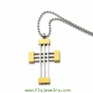 Stainless Steel Polished Gold-plated Cross Pendant 20in Necklace chain