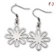 Stainless Steel Polished Large Flower Dangle Earrings