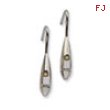 Stainless Steel Polished Oval w/ CZ Dangle Earrings