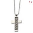 Stainless Steel Silver Inlay Cross 24in Necklace chain