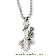 Stainless Steel Skeleton Hugging Cross Pendant Necklace