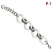 Stainless Steel White Ceramic and Stainless Link Bracelet
