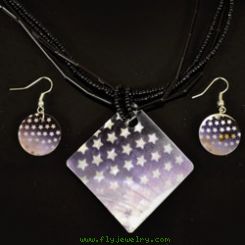 Stars Mother of Pearl Necklace and Earrings Set