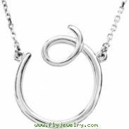 Sterling O Silver Fashion Script Initial Necklace