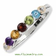 Sterling Silver & 14k Five-stone and Diamond Mother's Semi-Mount Ring
