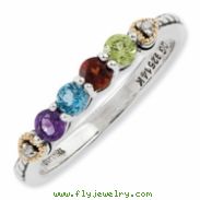 Sterling Silver & 14k Four-stone and Diamond Mother's Semi-Mount Ring