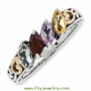 Sterling Silver & 14k Four-stone Mother's Ring Mounting ring