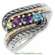 Sterling Silver & 14k Four-stone Mother's Ring Mounting ring