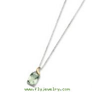 Sterling Silver & 14K Gold Green Amethyst & Diamond Necklace