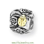 Sterling Silver & 14k Gold Reflections Ladybug Floral Bead
