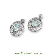 Sterling Silver & 14K Gold Sky Blue & Diamond Earrings