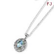 Sterling Silver & 14K Gold Sky Blue Topaz & Diamond Necklace