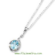 Sterling Silver & 14K Gold Sky Blue Topaz Diamond Necklace