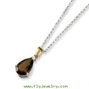Sterling Silver & 14K Gold Smokey Quartz And Citrine Necklace