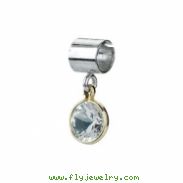 Sterling Silver & 14k Yellow Gold April Kera Bead With Birthstone Dangle