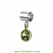 Sterling Silver & 14k Yellow Gold August Kera Bead With Birthstone Dangle