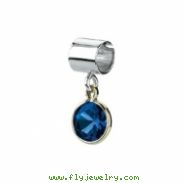 Sterling Silver & 14k Yellow Gold December Kera Bead With Birthstone Dangle Ring Size 6