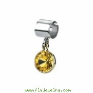 Sterling Silver & 14k Yellow Gold November Kera Bead With Birthstone Dangle Ring Size 6