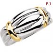 Sterling Silver & 14k Yellow Gold Ring Two Tone Band