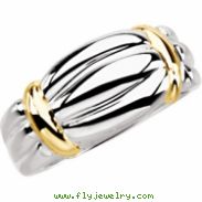 Sterling Silver & 14k Yellow Gold Ring Two Tone Band