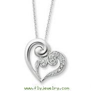 Sterling Silver & Cubic Zirconia A Mothers Journey 18" Heart Necklace